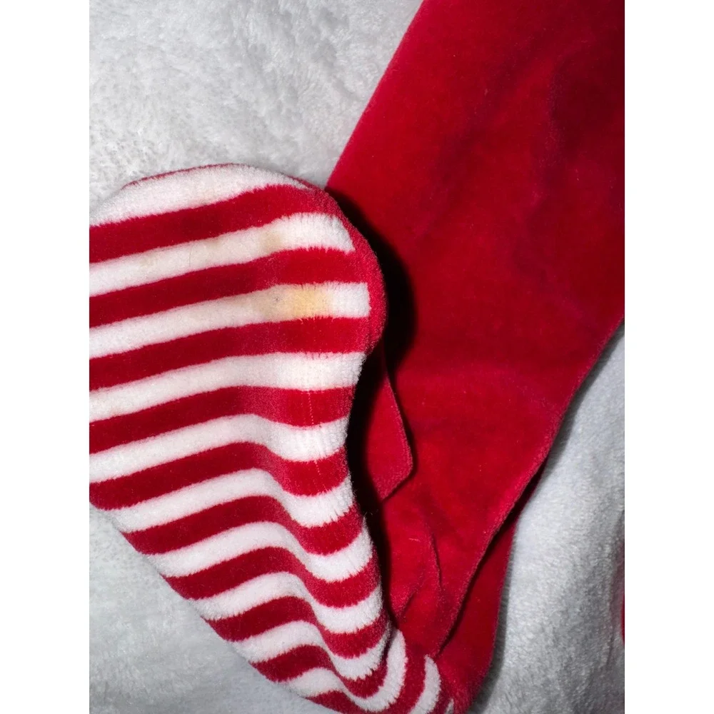 Ralph Lauren Baby Girls Red Velour Footed Pajama Romper 9M Ruffle Striped Feet‎